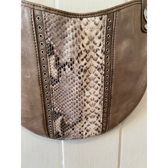 Rebecca Minkoff Python Embossed Curved Bottom Hobo Crossbody Bag - Picture 12 of 13